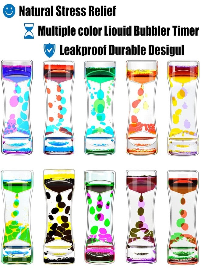 FKYTION Liquid Motion Bubbler Timer Pack of 8 Great Desktop Colorful Hourglass Liquid Bubbler Small Calming Relaxing Toys Sensory Anxiety Autism ADHD Fidget Toys - Image 3